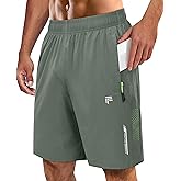 FOGFIRE Men's Athletic Running Shorts with Zipper Pockets Quick Dry Drawstring 7" Gym Shorts for Basketball Workout Jogging