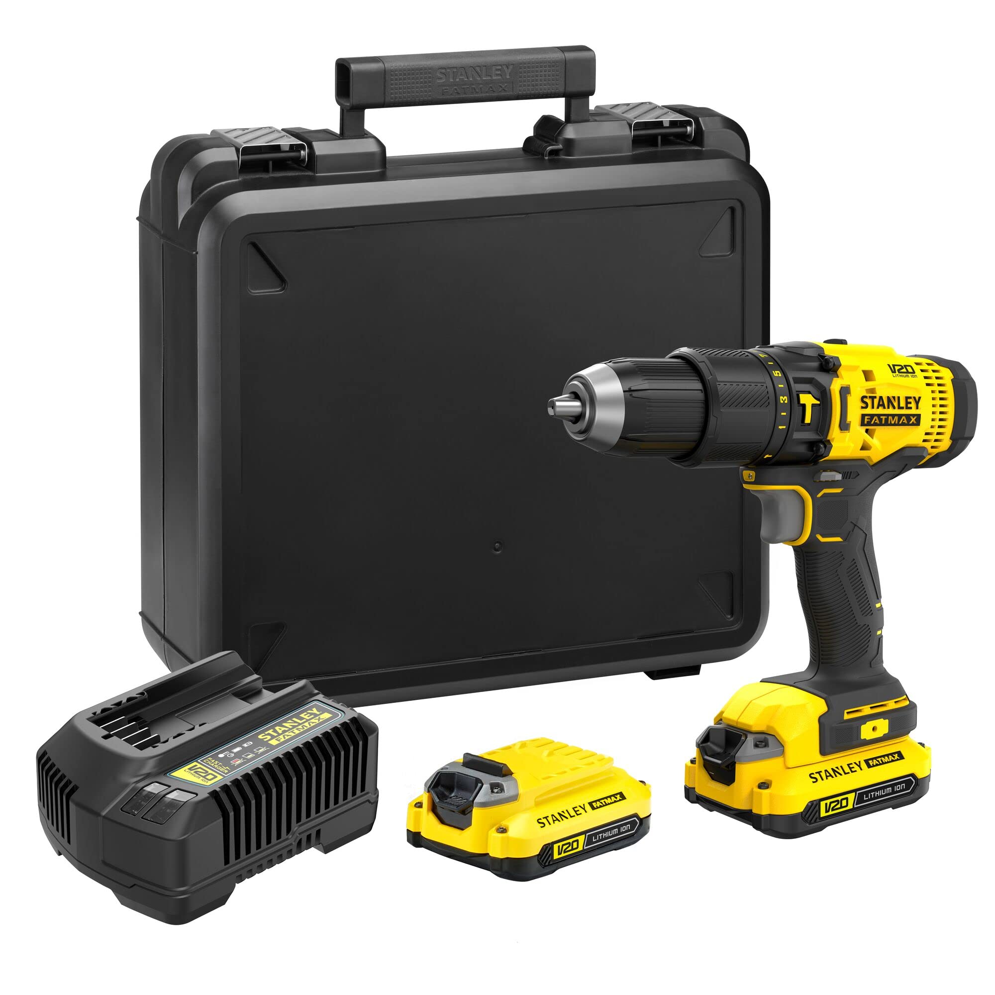 Stanley Hammer Drill V20 18V 50Nm with 2 Li-Ion Batteries 1.5Ah