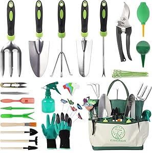100 Pcs Garden Tools Set, Extra Succulent Tools Set, Heavy Duty Gardening Tools stainless steel with Soft Rubberized Non-Slip Handle Tools, Durable Storage Tote Bag, Gifts for Gardening Lovers