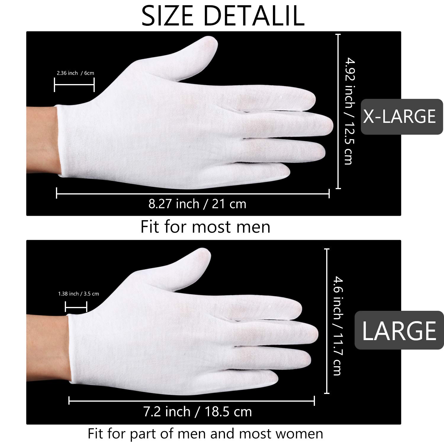 SATINIOR 120 Pieces Cotton Gloves Large Size for Men Women Inspection Gloves for Dry Hand Art Handling Coin Jewelry