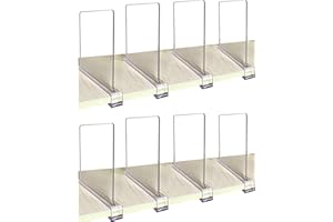 CY craft Shelf Dividers for Closets, 8PCS Clear Acrylic Shelf Divider for Wood Shelves and Clothes Organizer/Purses Separators Perfect for Kitchen Cabinets and Bedroom Organizer