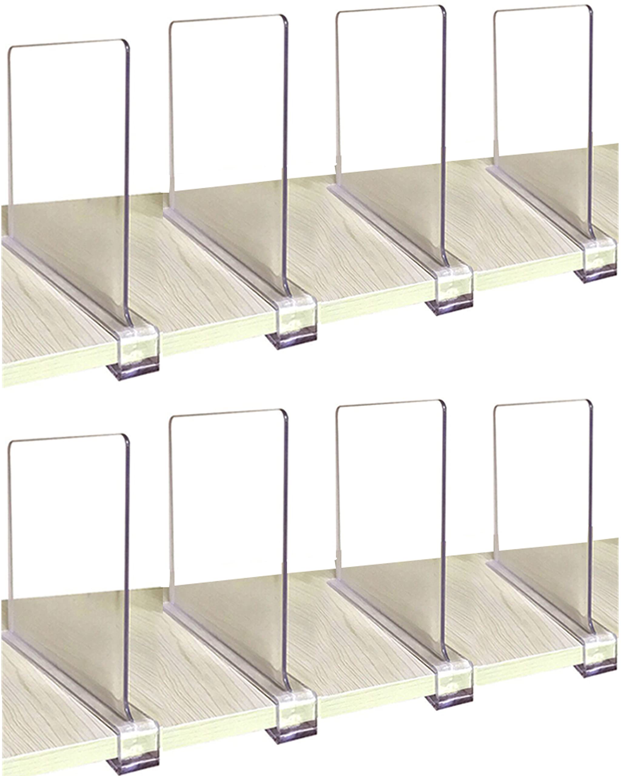 Photo 1 of CY craft Shelf Dividers for Closets, 8PCS Clear Acrylic Shelf Divider for Wood Shelves and Clothes Organizer/Purses Separators Perfect for Kitchen Cabinets and Bedroom Organizer