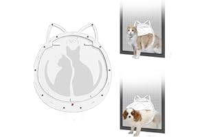 ALUMANI Cat Screen Door,Inside Opening 9.5 * 10 Inch Cat Door for Screen Door,Patent Desigh Pet Screen Door with Lockable Magnetic Flap for Cat Door,White