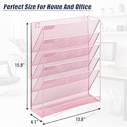 EASEPRES Wall File Holder Organizer, Cute Pink Desk