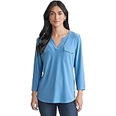 Jones New York Womens 3/4 Sleeve Jersey Top