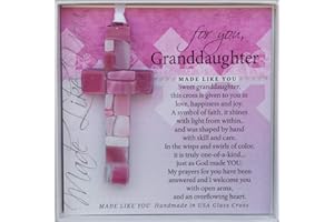 THE GRANDPARENT GIFT CO. Handmade Glass Cross With Loving Sentiments Christian Gift For Granddaughter On Birth Baptism Confirmation Christening