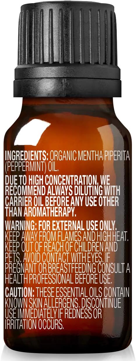 Cliganic USDA Organic Peppermint Essential Oil, 100% Pure Natural Undiluted, Therapeutic Grade for Aromatherapy | Premium Certified Organic, Non-GMO: Health & Personal Care