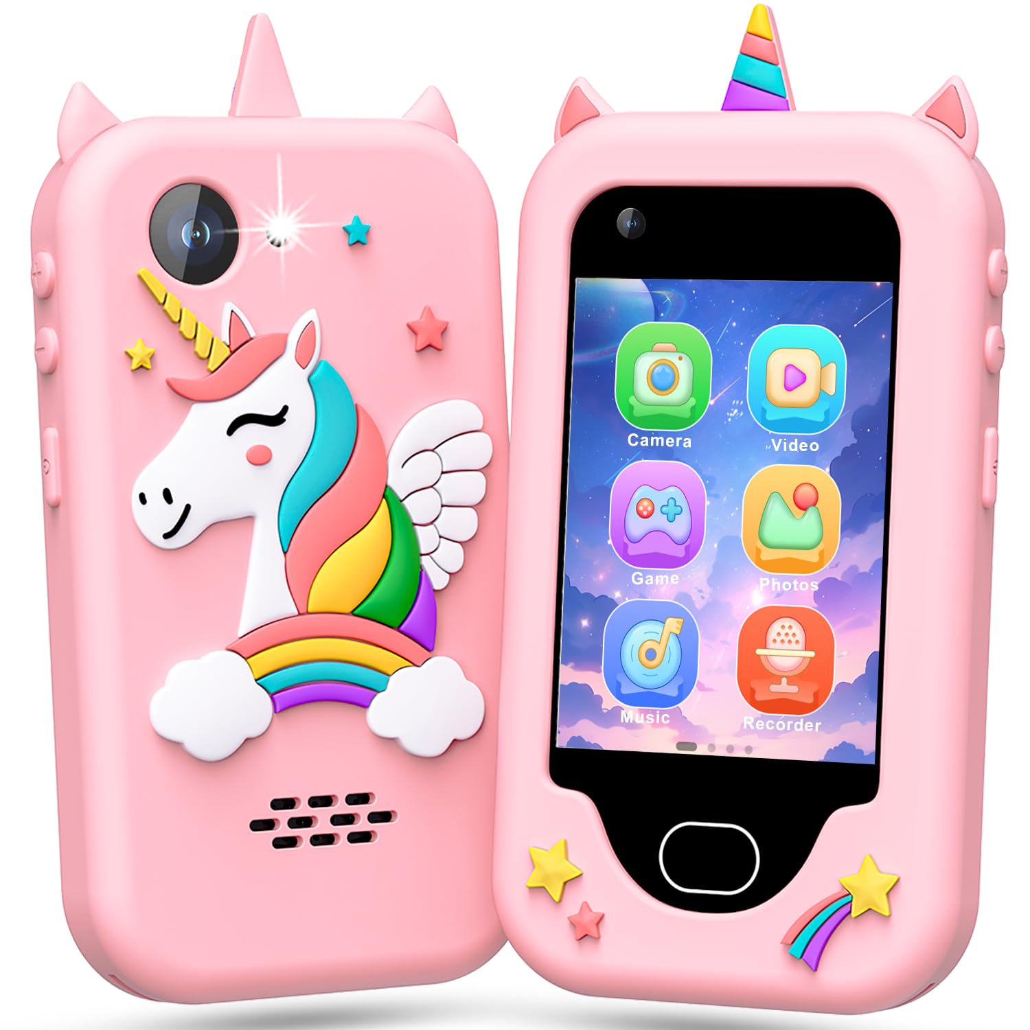 Lapare Kids Smart Phone for Girls, Christmas Birthday Gifts for Girls Age 3-10,Kids Toys Cell Phone, Toddler Learning Play Toy Phone with Dual Camera, Game, Music Player and More (32G)