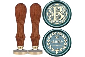 VSECUON Flower Initial Alphabet B Wax Seal Stamp & Eucalyptus Love Sealing Stamp with Wax Stamp Brass Head Ideal for Wedding Invitations Gift Wrapping Christmas (Floral B)