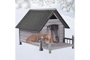 SUUMERPETY Dog House Outdoor,Dog Kennel Outside for Large Breed, Weatherproof Large Dog Shelter with Anti-Chewing Iron Frame (Grey-N, 45" D x 32.9" W x 32.6" H)