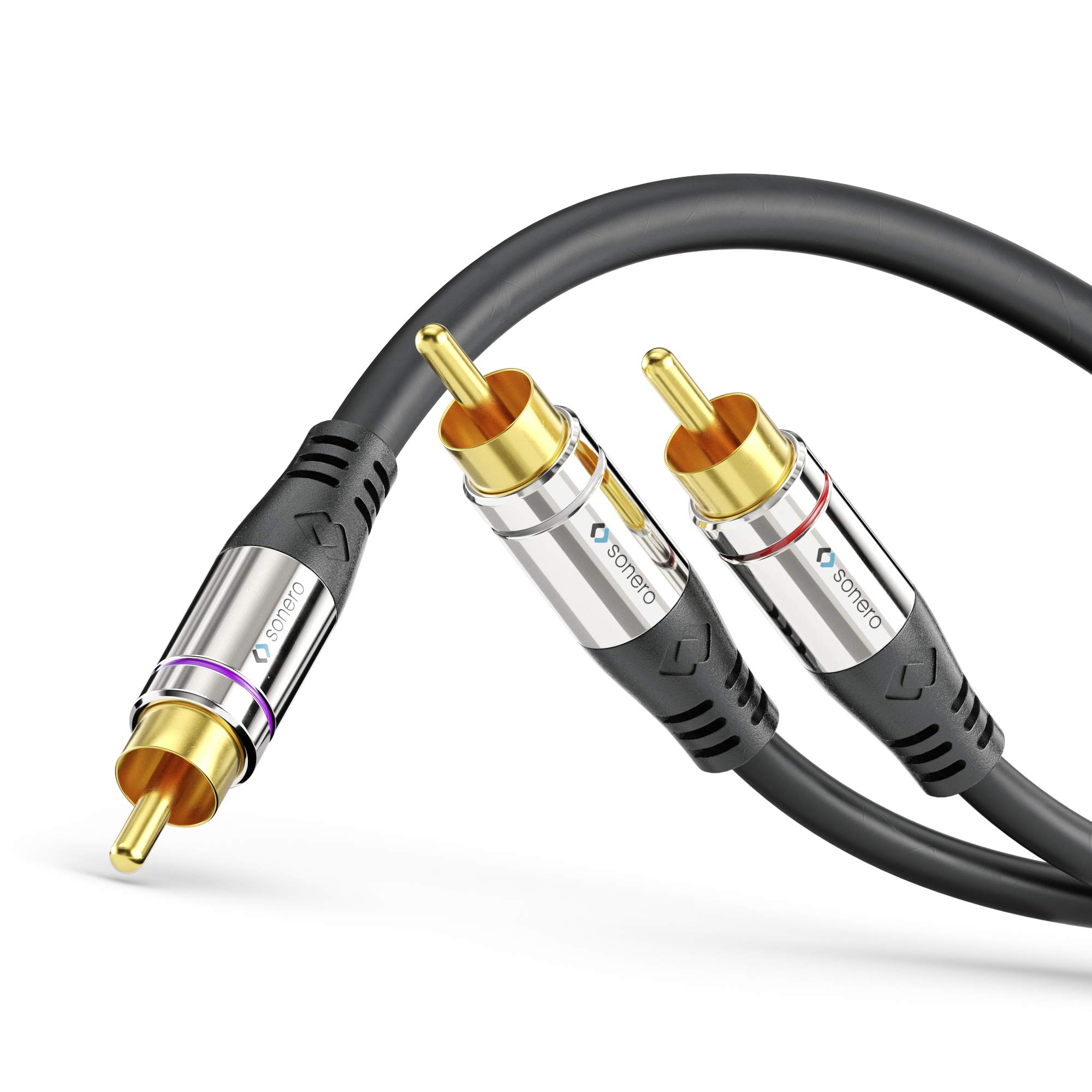 Sonero S-AC900-015 Premium RCA Audio Cable 1x RCA Male to 2x RCA Male 1.50 m Gold-Plated Contacts Black