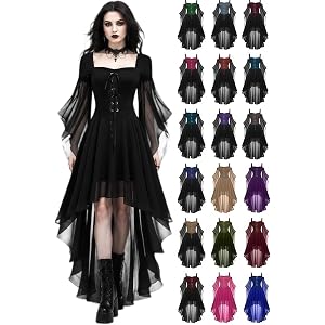 NORIBENREN Witch Dress for Women Butterfly Sleeve Mesh Halloween Costumes 2026 Renaissance Medieval Vampire Gothic Outfit