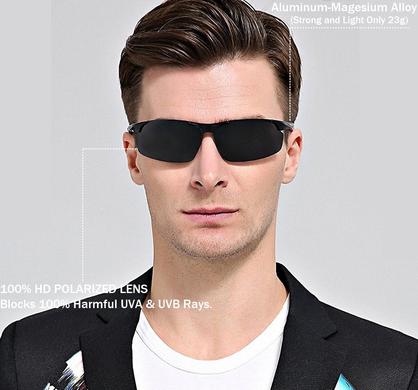 ATTCL Polarized Wrap Sunglasses For Men Cycling Driving Fishing - Sports Glasses Ultralight 5001 Black