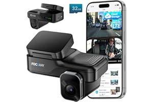 FOCUWAY Dash Cam Front Inside, 4G LTE Security Cam for Car, Remote Live-View, Instant Alert via App, Cloud, IR Night Vision, No Screen, Dual FHD Dash Camera, 24/7 Parking Mode, GPS, OBD Cable Includes (L7)