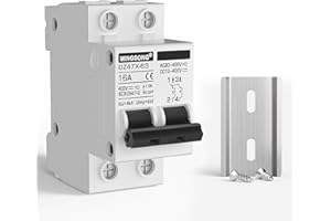 MINGSONG DC Solar Panels Disconnect Switch 16 Amp Solar Shut Off Switch 12V-400V 2 Poles Small Miniature Circuit Breaker for PV Homes, AC 110V DIN Rail MCB