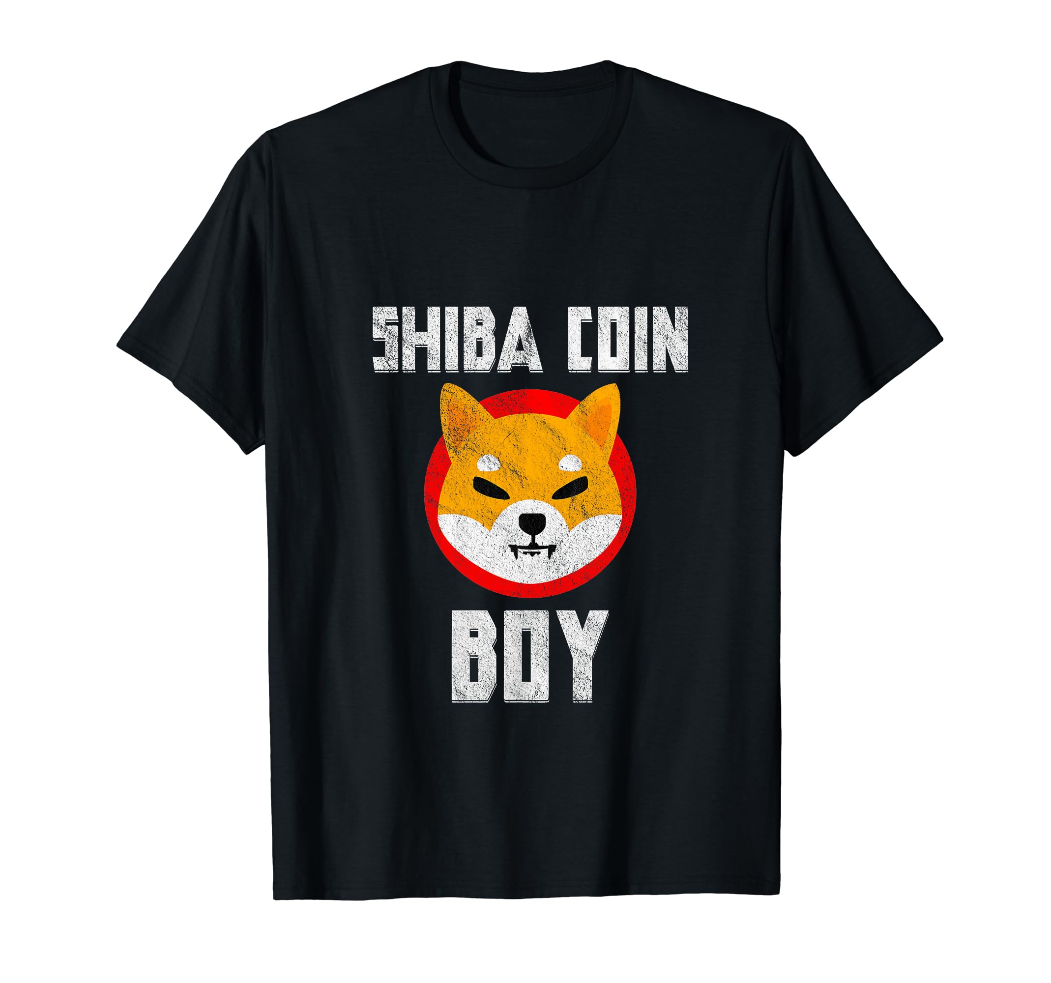 Shiba Coin Boy Distressed Funny Blockchain Cryptocurrency T-Shirt