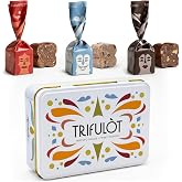 TartufLanghe Trifulot Assorted Italian Chocolate Truffles Gift Box - 3.8 oz | 15 chocolate truffles in Amaretto, Cappuccino, and Dark Chocolate. Made with Piedmont hazelnuts and elegant metal gift box.