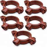 Hinged Split Ring Pipe Hanger Copper Epoxy Coated Iron, 5-Pack (1-1/4") | Fits 3/8" threaded rods | Rapid overhead retrofit | No extra nuts needed | Built-in female tap | Pre-included bolt