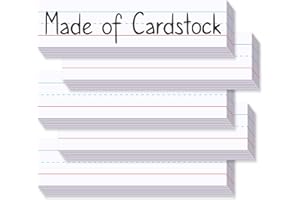 Chell White Sentence Strips Cardstock 3” x 12”, Thick Ruled Word Writing Paper for Teacher Supplies, Classroom and Home, Pack of 75