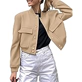 Zeagoo Women Bomber Jacket Casual Button Down Varsity Jackets Shackets With Pockets Outwear
