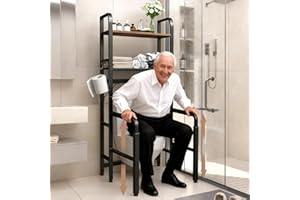 FAESUN Toilet Safety Rail with Storage, Adjustable Toilet Handles for Elderly & Seniors, Handicap Bathroom Accessories, Easy Installation Bathroom Toilet Grab Bar Fit Any Toilets