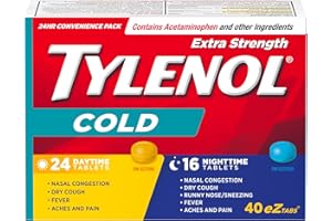 TYLENOL Extra Strength Cold eZ Tabs, Relieves Cold symptoms, Daytime and Nighttime, Convenience Pack, 40ct