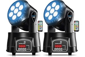 BETOPPER Moving Head Dj Lights,7 x 8W RGBW Stage Lighting Mini Moving Head, DMX DJ Lights Remote Control Sound Activated, Mini Moving Heads Wash Light for Parties, Club, Concert, Disco Events,2 Packs