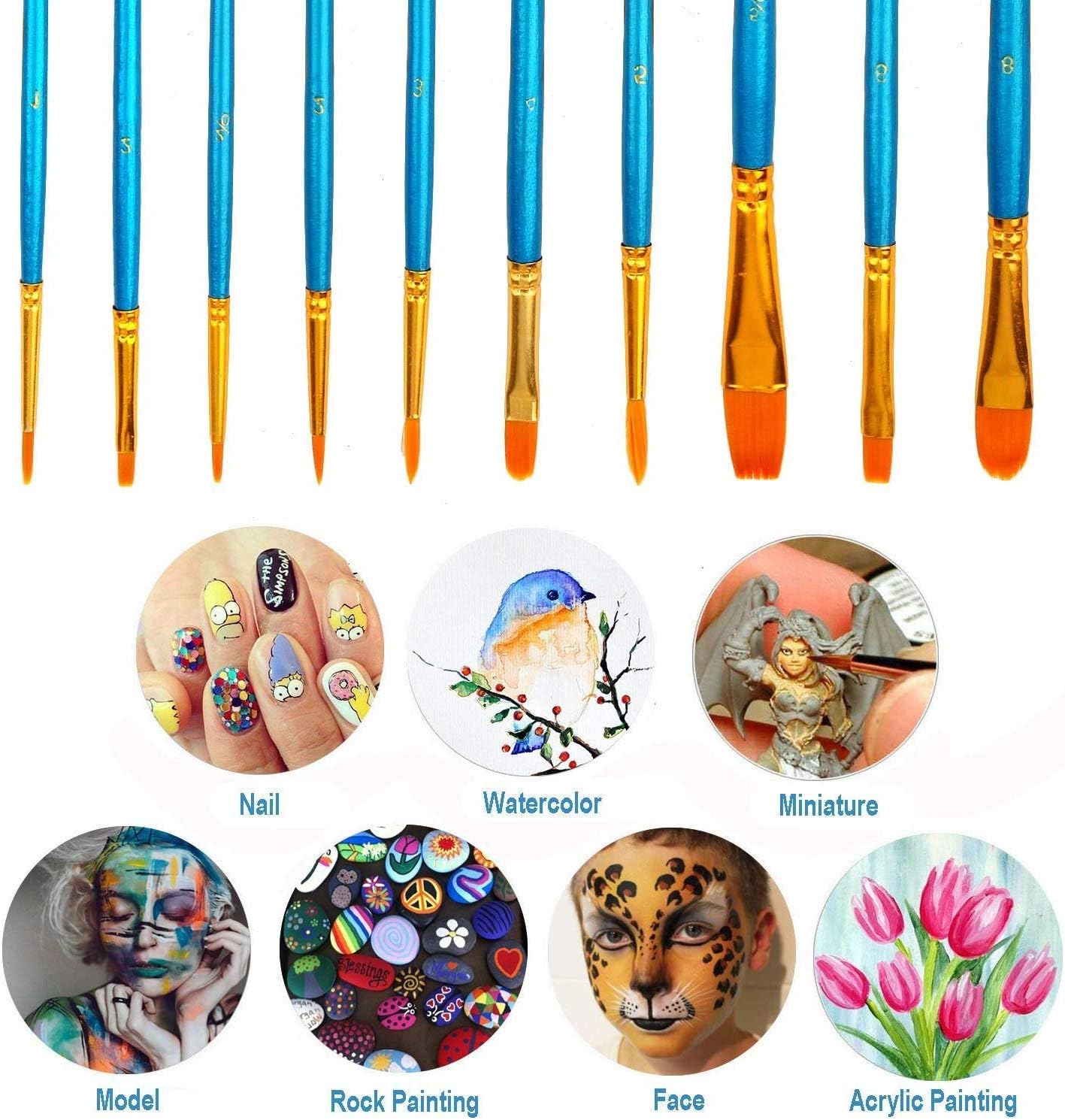 Soucolor Acrylic Paint Brushes Set, 20Pcs Artist Paintbrushes Paint Brushes for Acrylic Oil Watercolor, Canvas Body Face Rock Painting Kit, Fine Detail Miniature, Adult/Kids Arts Crafts Supplies