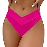 SherryDC Women's V Cut High Waisted Bikini Bottom High Leg Cut Swimsuit Bathing Suit Bottoms