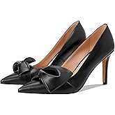 Manoloshow Women's Bow Heels Closed Pointed Toe Pumps 3.3" Stiletto High Heels Slip on Wedding Dress Shoes
