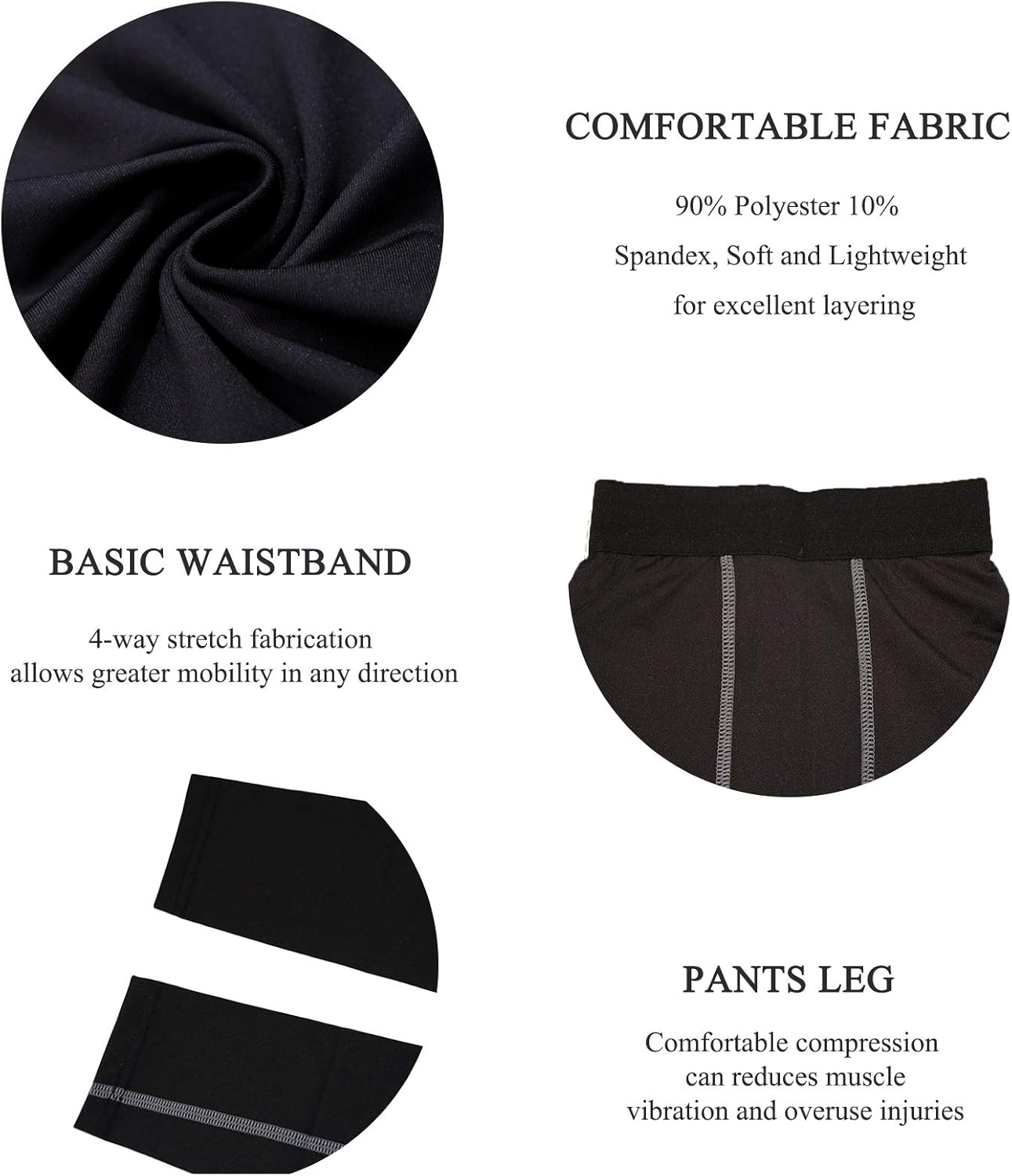 Youth Boys Compression Leggings Athletic Pants Base Layer Football Workout Tight: Clothing