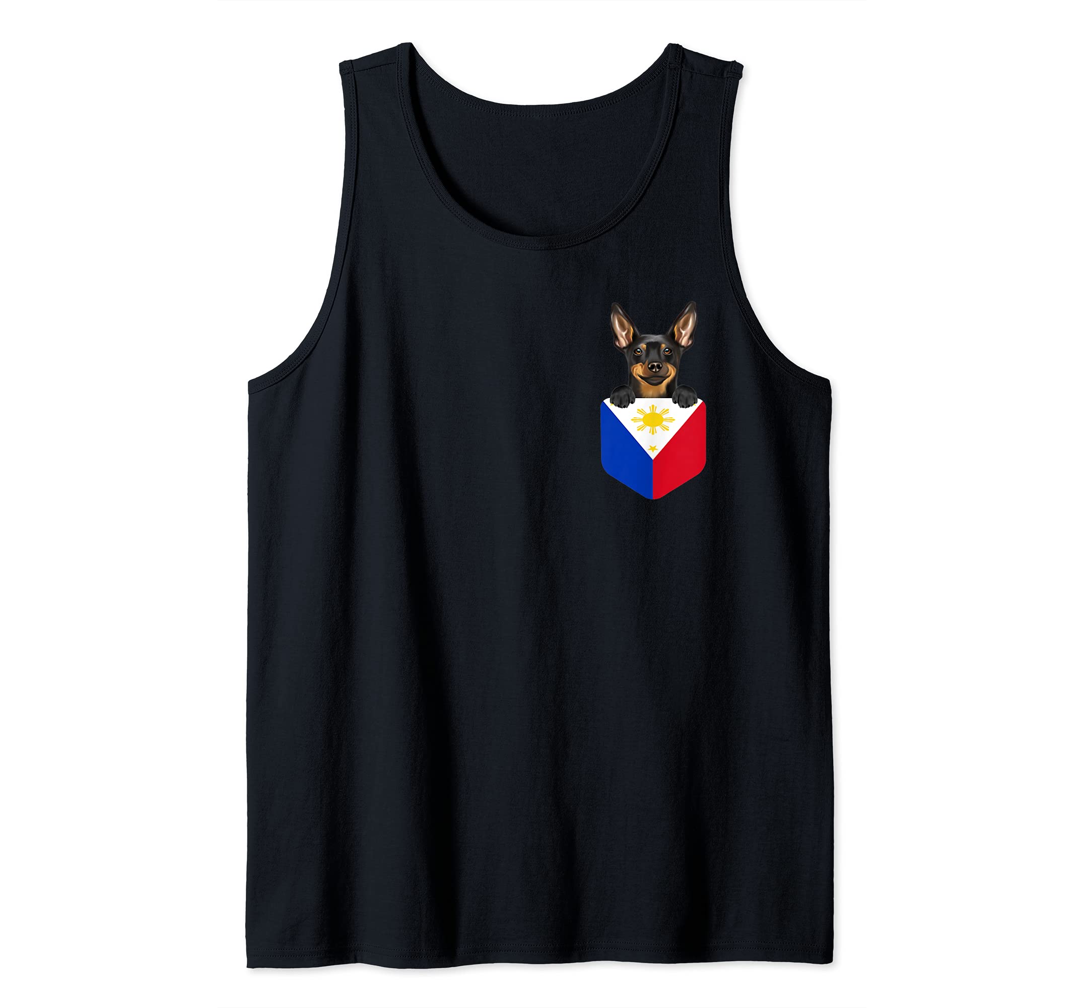 Philippines Flag Miniature Pinscher Dog In Pocket Tank Top