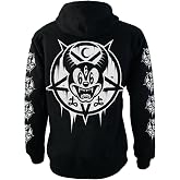 Darkside Clothing Mickey 666 Men's Hoodie Gothic Satanic Occult Black Hooded Zip-Up Sweater