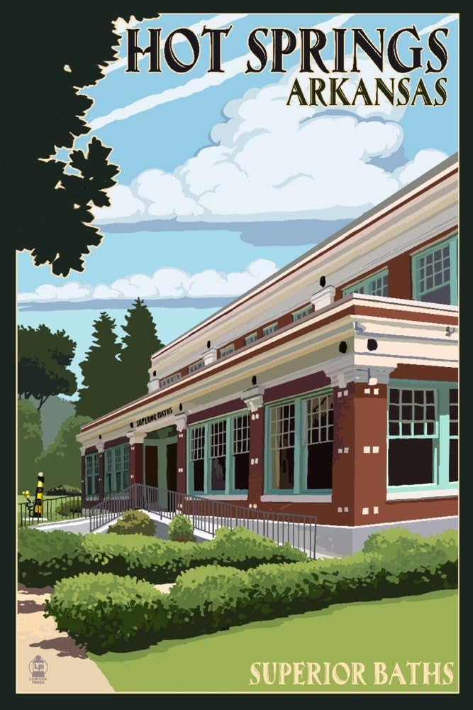 Hot Springs National Park, Arkansas - Superior Baths (24x36 Fine Art Giclee Gallery Print, Home Wall Decor Artwork Poster)