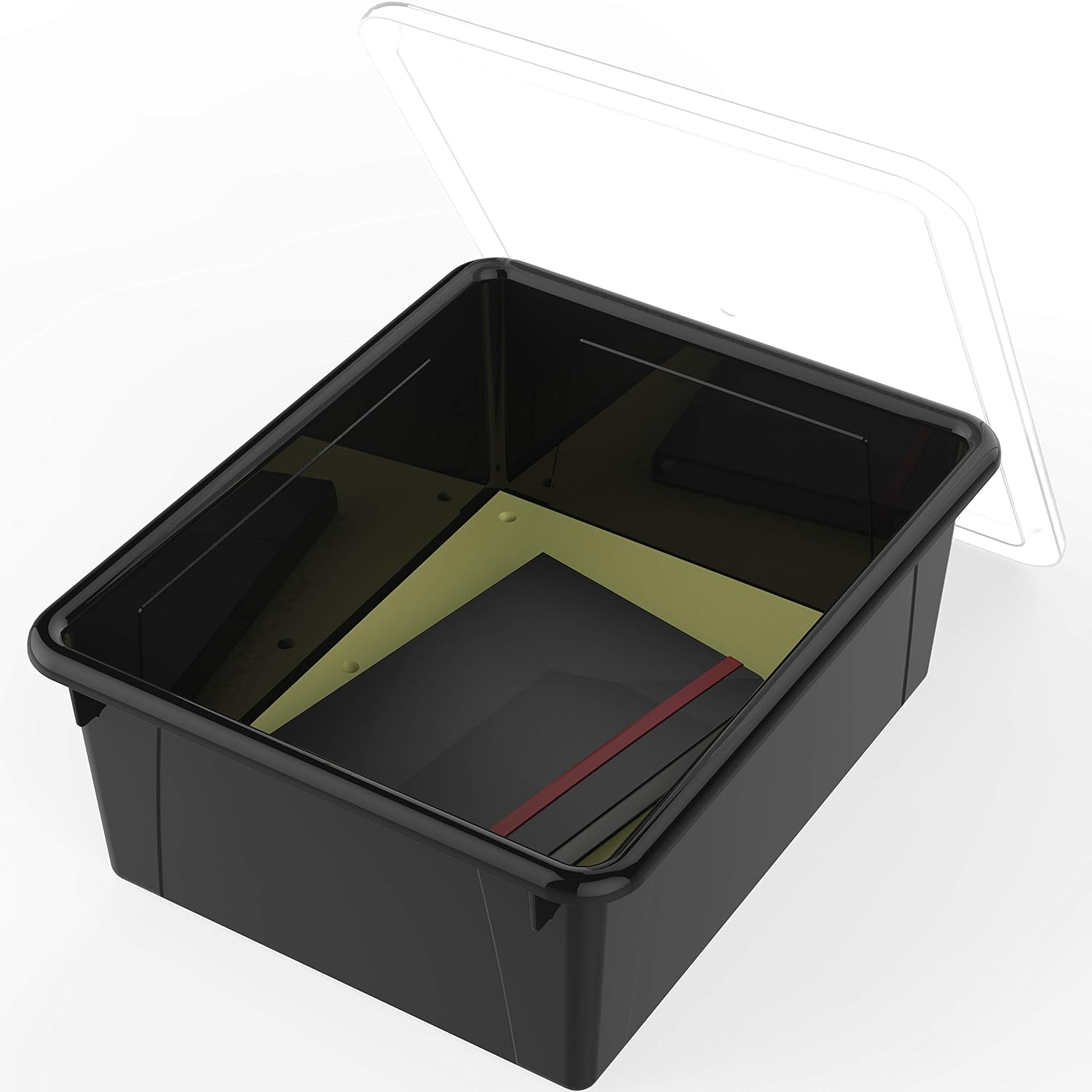 5 Pack 10 X 13 X 5 Inches Storex Deep Storage Tray With Lid 62542u05c Assorted Colors Letter Size Letter Trays Stacking Supports