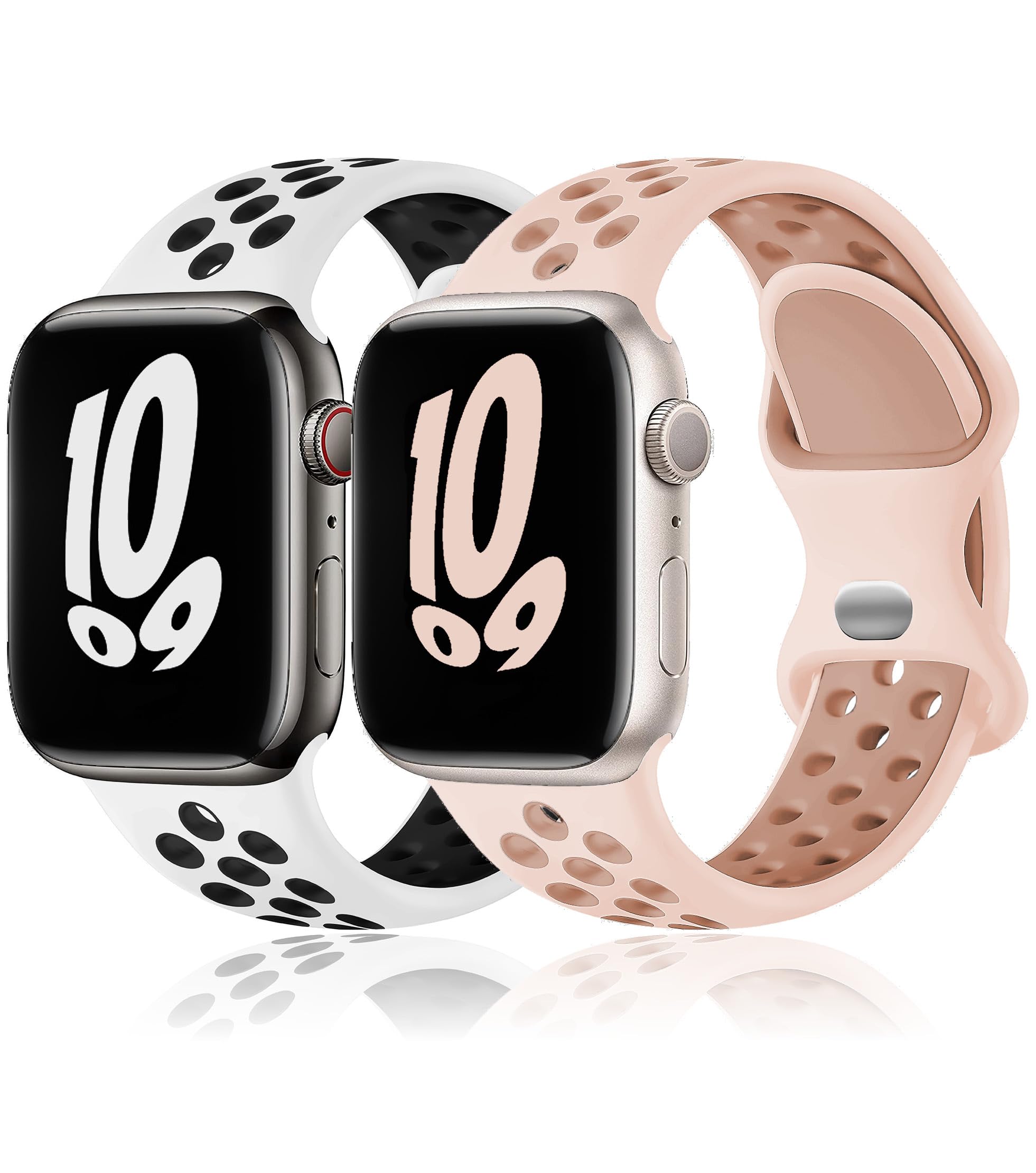 Sport Band for Apple Watch Bands Series 11 10 9 8 7 6 5 4 3 SE Ultra/3/2 Men Women,Recycled Plastic-Soft Breathable Silicone Strap for Nike+ iWatch Band 40mm 42mm 41mm 46mm 44mm 45mm 38mm 49mm,SE/3/2