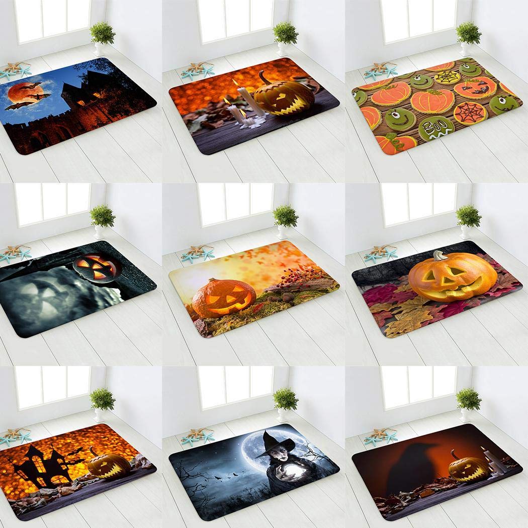 Weardear Halloween Theme Pumpkin Entry Carpet Bathroom Kitchen Anti-Slip Floor Mats Doormats