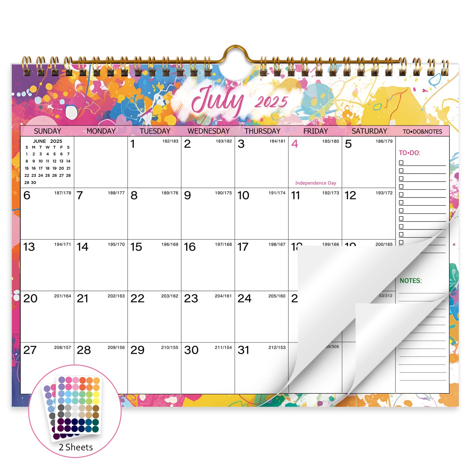 Photo 1 of XISIDO Calendar 2025-2026, 18 Months Wall Calendar July 2025 to Dec 2026 Calendar with Julian Dates, 11" X 8.5" (Colorful)
