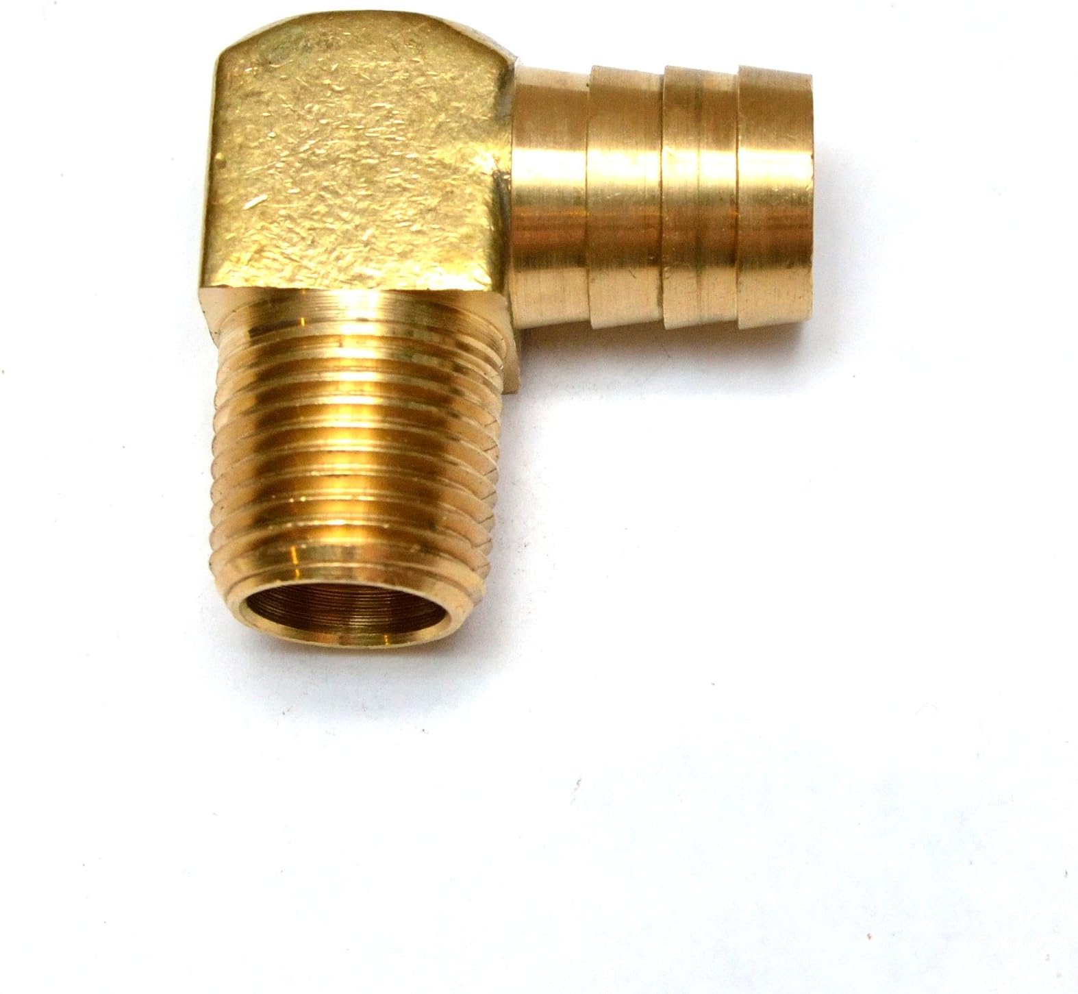 FasParts 3/4" Hose ID/Hose Barb to 1/2" Male NPT MIP MPT 90 Degree L Right Angle Elbow Brass Fitting Fuel/Air/Water/Boat/Gas/Oil WOG
