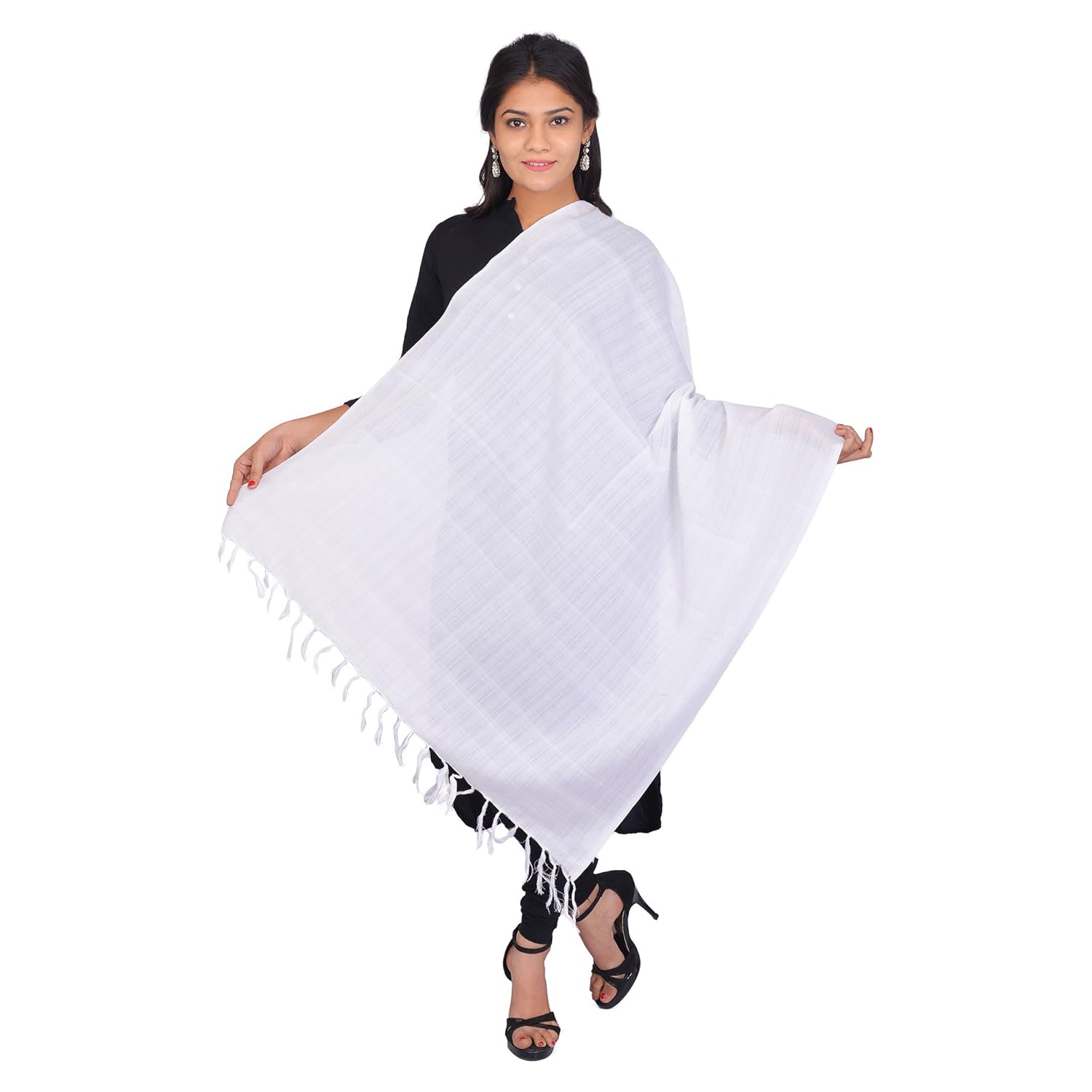 sewa anand women's cotton dupatta (white)