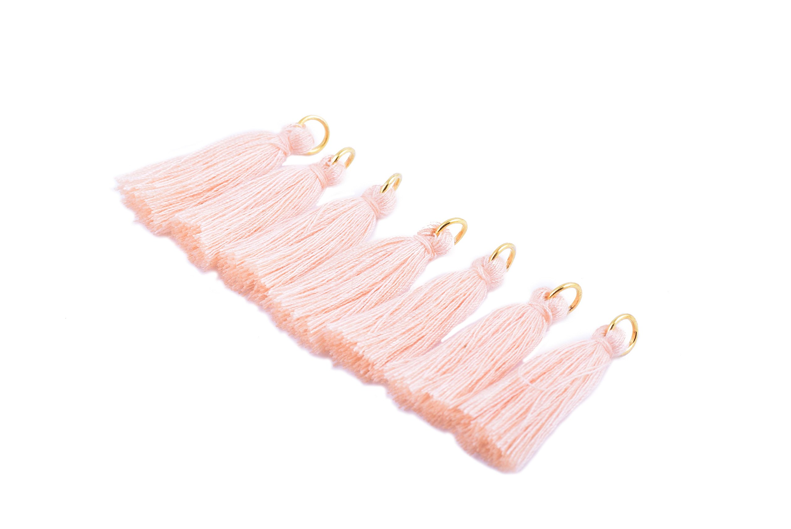 33 Colors Avail. -50pcs Silky Handmade Tiny(1.4'') Soft Tassels, Mini Tassels, Spring Colors, Colorful Tassels, Earring Tassels (Peach)