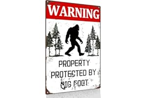 Funny Warning Metal Signs Big of Foot Gifts for Men Garage Sign Warning Property Protected by Big of Foot Signs Man Cave Yard
