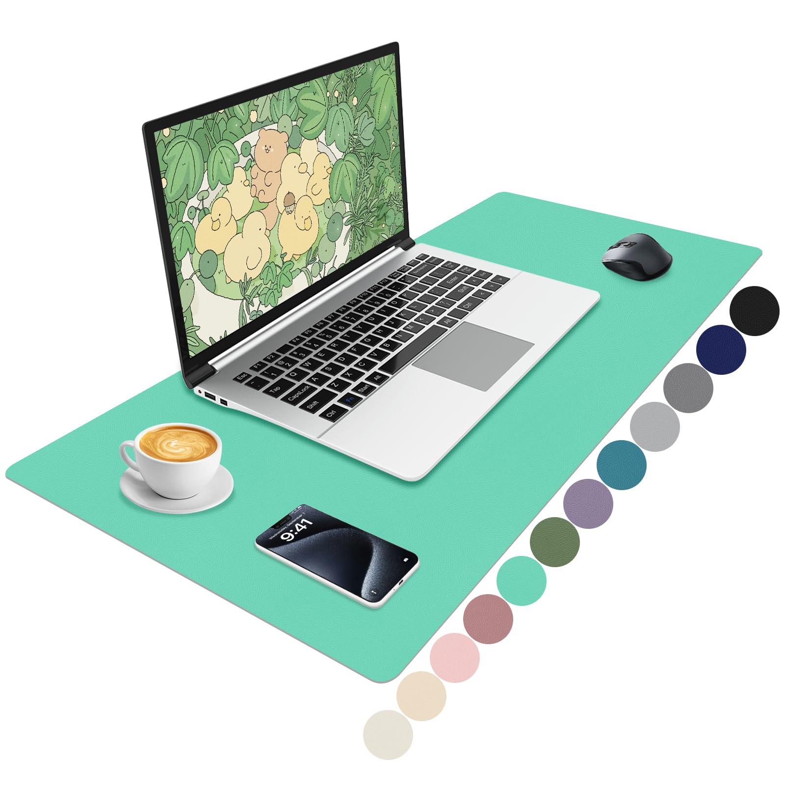 Niviy Desk Mat, Non-Slip PU Leather Desk Pad, Large Waterproof Writing Mat for Home and Office Accessories Green (80 x 40 cm)