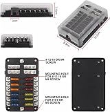 Tawveml 12-Way ATC/ATO Fuse Block with Negative Bus LED Indicator 12-24V view 4