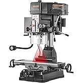 VEVOR 15.875-Inch Mill Drill Machine, 2 HP, Benchtop Milling Drill Press, 150-2560 RPM Adjustable Speed, with Rotating Vise, Laser and Work Light, Milling Drilling Machine, for Woodworking Light Metal