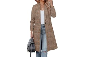 CHICZONE Women's Notch Lapel Double Breasted Mid Long Pea Coat Wool Blend Overcoat Winter Outwear