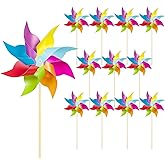 HOOSUN 12 Pack Rainbow Pinwheels for Yard and Garden,Rainbow Party Decorations for Kids, Colorful Garden Wind Spinners Outdoor Decor,Party Favors for Kids,Lawn,Yard,Patio