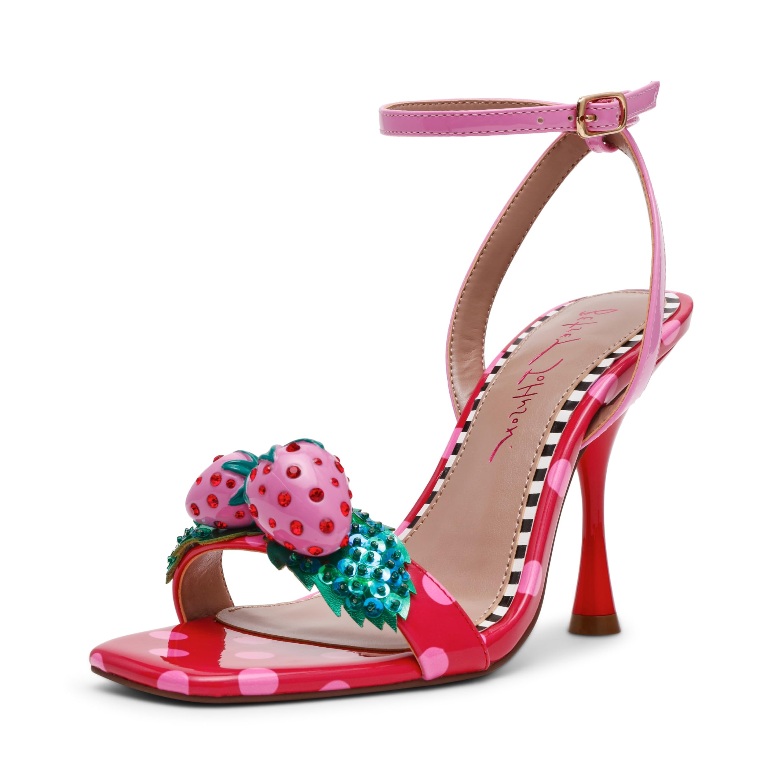 Betsey Johnson Women’s Addison Heeled Sandal, Red Pink Multi, 8
