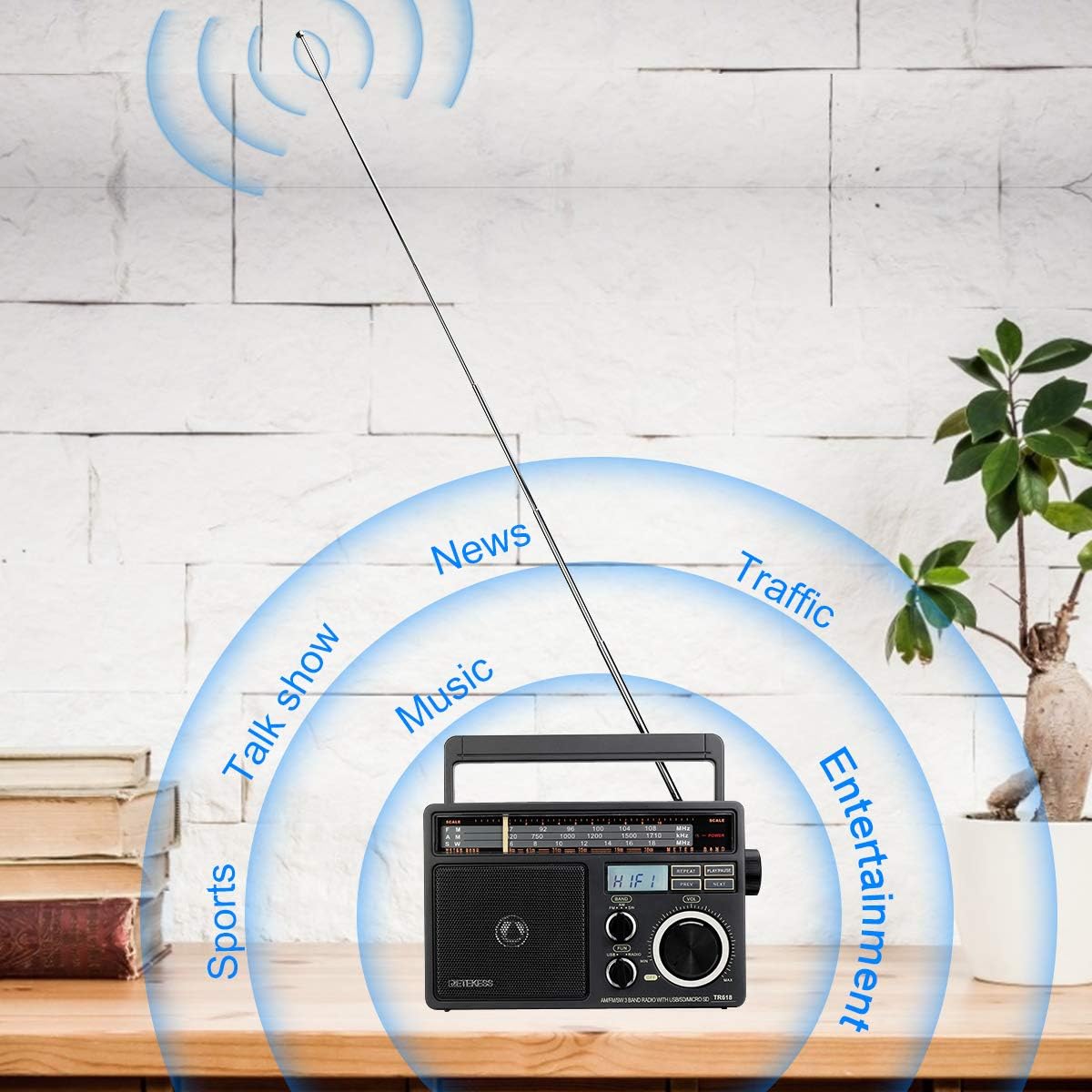 Retekess TR618 Shortwave Radio AM FM Radio Portable Transistor Analog Radio MP3 Player with Earphone Jack Operated by 3 D Batteries or AC Power: Home Audio & Theater