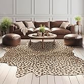 Leopard Rug Cheetah Print Rug: 4.6 x 5.2 Feet Animal Area Carpet Western Decor for Bedroom Living Room